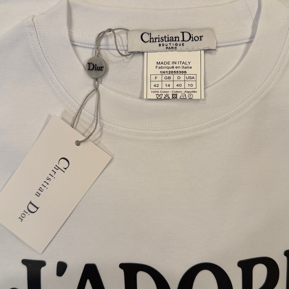 J'ADORE Dior Logo Tank Top muscle t shirt Size EU 38-40 US size 10 white/black - Picture 3 of 3